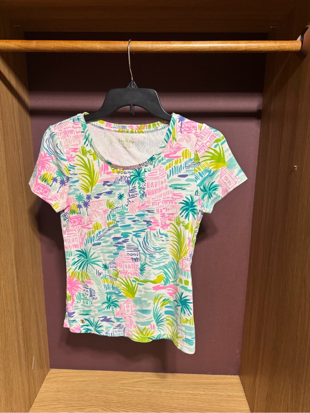 Lilly Pulitzer Halee Private Island Tropical Print Tee Small